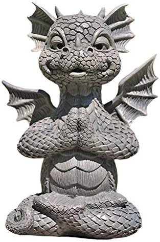 WINBST Drache Statue, Chinesischen Drachen Figur Statue, Yoga Drache Hausgarten Dekoration,Drache meditieren Drachenskulptur Kunstharz Tierharz Statue Im Freien Garten Ornamente
