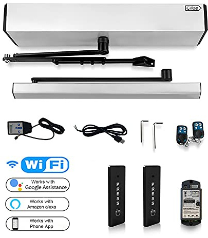 Olideauto Smart WiFi APP Control Automatic Door Opener,WiFi Built in Receiver Olide-510FW,Compatible for Alexa,Google Assistant Voice Control Auto Door with Wireless Push Panels