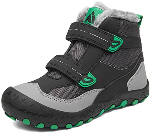 Mishansha Stivali da Neve Bambino Scarponcino Inverno Ragazzi Ragazze con Imbottitura Calda Stivaletti Trekking Escursionismo Antiscivolo Outdoor Scarpe Invernali Morbidi Comode, Olio Nero 24 EU