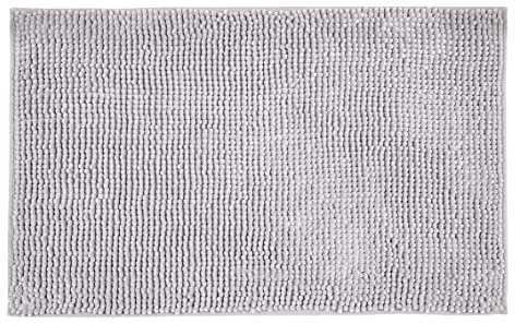Allstar Badematte Chenille, waschbar, Anti-Rutsch Matte für einen sicheren Stand im Badezimmer, weicher Hochflor Badteppich aus 100% Polyester, schnelltrocknend und hygienisch, 50 x 80 cm, Hellgrau