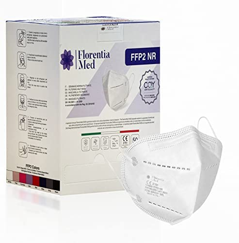 Florentia Med Mascherine FFP2 Bianco MADE IN ITALY Certificate CE Categoria DPI: III, conformi EN 149:2001 + A1:2009. Box da 50 pezzi Confezionate e sigillate singolarmente
