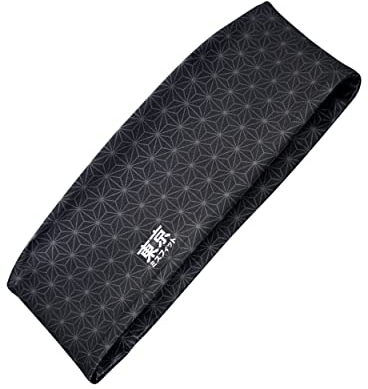 Tokyo Misfit - Japanische Stirnbänder für Männer & Frauen, Schweißband, Training, Yoga, Mode, Laufen, Sport, Basketball, Bandana (Asanoha-Black)