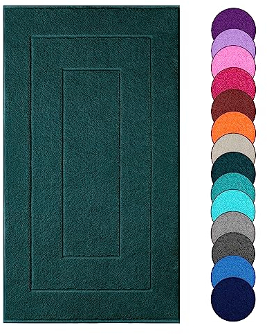 Lashuma Duschvorleger saugstark 50x80 cm, London Bad Teppich waschbar Baumwolle Opal - Grün