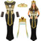 Ägyptisches Kostüm für Damen, Königin, goldfarben und Stirnband, Schlangenperlen-Kopfschmuck, ägyptisches Kostüm, Zubehör für Halloween, Cosplay, Schwarz und gold, M