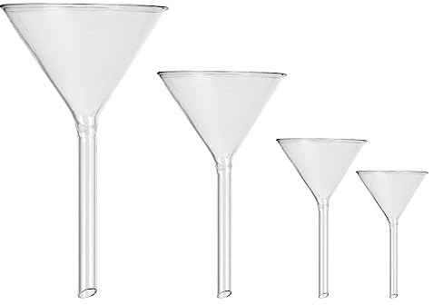 Genérico Juego De Embudos De Vidrio Embudos De Vidrio De Borosilicato De Laboratorio De 4 Piezas 100 Mm (170 Mm De Longitud) 75 Mm (130 Mm) 50 Mm (90 Mm) Y 40 Mm (70 Mm) De Diámetro