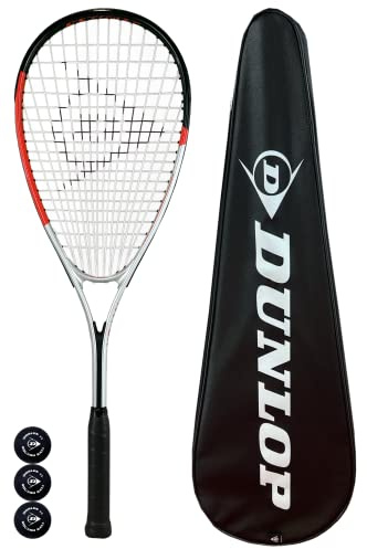 Dunlop Hyper X-Lite TI Squash Racket, Full Protective Cover & 3 Squash Balls