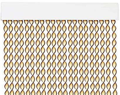 Cortina para Puerta Tiras PVC 200x120cm,Cortina para Puerta Exterior,10 Color (Beige+Filo Marron R1)