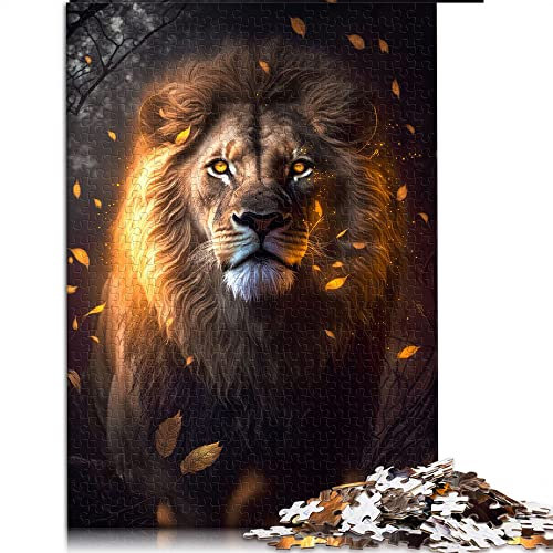 for Adults 1000 Piece Jigsaw Puzzle Glowing Lion Jigsaw Puzzles Wooden Jigsaw Puzzles Educational Game Challenge Toy （Size 50x75cm）