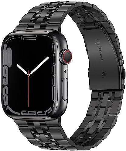 Tasikar Kompatibel mit Apple Watch Armband 42mm(Series 10) 41mm 40mm 38mm, Massives Edelstahl Metall Herren Damen Band Kompatibel mit Apple Watch SE 2 SE Series10 9 8 7 6 5 4 3,Schwarz