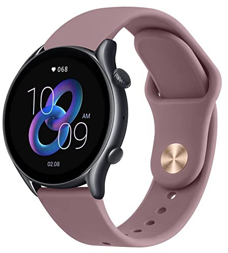 Wanme Bracelet en Silicone pour Amazfit GTR 2/3/4 Pro, 22mm Réglable (Fumée Violet)