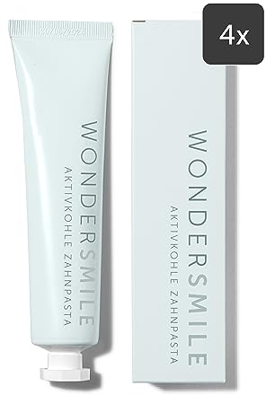 Wondersmile® Aktivkohle Zahnpasta – Der ultimative Schutz für deine Zähne - frei von Peroxid - für natürlich weiße Zähne (4er Pack)