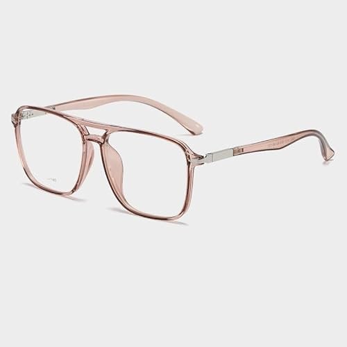 NOVESIXTDAT Oversized Aviator Reading Glasses, Fatigue Relieve Square HD Computer Readers, Blue Light Blocking Flat Light Mirror (Color : Tea, Size : +250)