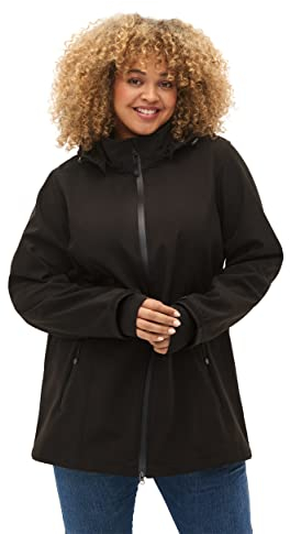 Zizzi Damen Große Größen Softshell Jacke Kurz Kapuze Gr Gr XL Black