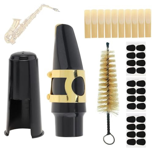 MuzcYM Alto Saxophone Mouthpiece Kit with 2.5 Reeds, Cushions Pads, Brush - Complete Sax Parts Set