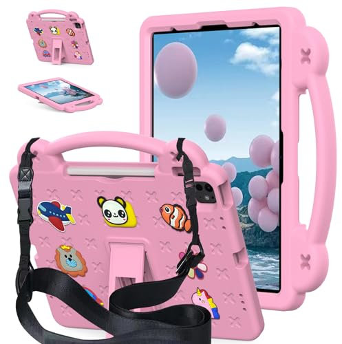 AKABEILA Funda para tablet Samsung Tab S9 Plus 2023/S9 FE Plus 2023/S8 Plus 2022/S7 FE 12.4 2021/S7 Plus 2020, bonita funda para niños, a prueba de golpes, con correa para el hombro, soporte para