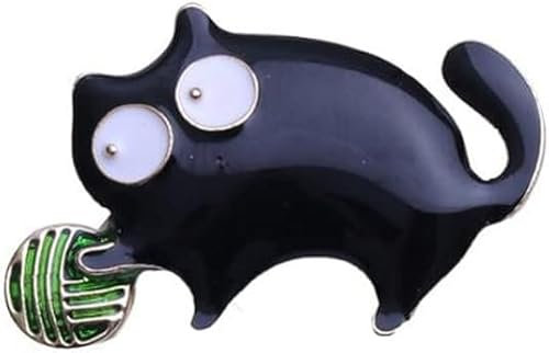 chenxiaonanCute Black Cat Playing Ball Brosche Anstecknadel Katze Alloy Emaille Pin Cartoon Animal Badge Pin Casual Brosche Pins Creative Kitten Pin für Kleidung Tasche Dekor