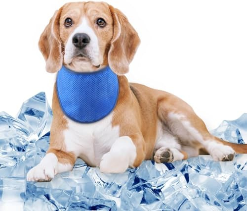 COMFPET Dog Cooling Bandana Neck Ice Wrap, Instant Cooling Pet Scarf for Summer Hot Weather, Adjustable Breathable Reusable Scarf for Outdoor and Indoor Use, Extra Large(Blue)