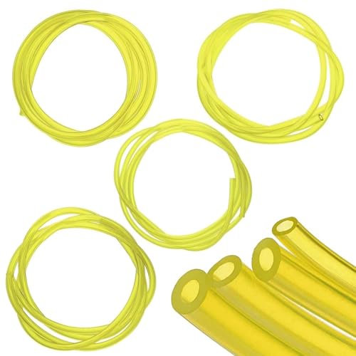 4 Pezzi Tubo Benzina Giallo, Tubo del Carburante Benzina, Tubos Giallo Trasparente, (2x3,5mm, 2,5x5mm, 3x5mm, 3x6mm), per Tosaerba, Motoseghe, Soffianti, Piccoli Generatori, Tubos in PVC