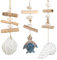 Logbuch-Verlag Fischernetz Deko Set 3 Maritime Anhänger Schildkröte Muschel und Nautilus Muschel mit Treibholz Hängedekoration Badezimmer 35-40 cm
