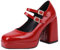 HSyc JRX Lack Mary Jane Blockabsatz Pumps mit Plateau und Schnalle High Heels Damen Schuhe 43