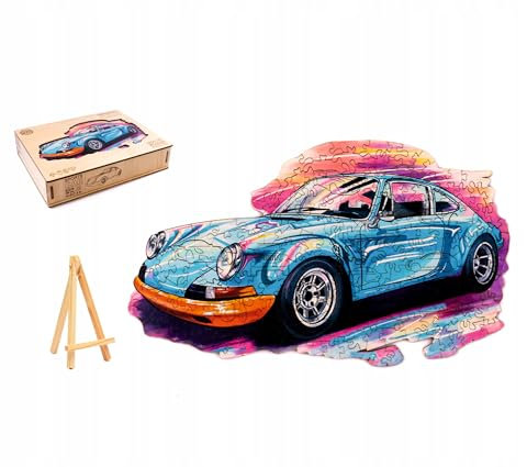 PASJO - Holzpuzzle Erwachsene mit Automotiv 260 Teile 24x40 cm - Geschenkidee für Kinder - Holz Puzzle Katze - Einzigartige Wagenförmige Holz-Puzzle - Creative Jigsaw