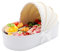 WENPACK Baby Bassinet Shape Basket gift Box Cardboard Fillable Floral Sweets BABY Shower Christening Gender Reveal (WHITE)