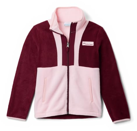 Columbia Youth Unisex Back Bowl 2 Full Zip Fleece, Full Zip Fleece Jacket, Rich Wine, Satin pink, M