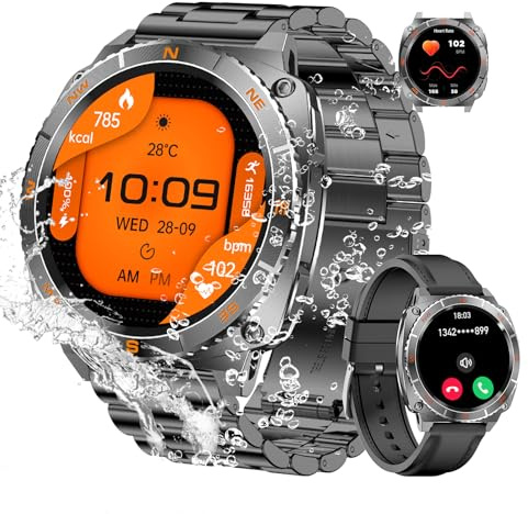 Yilitazaro Smartwatch Herren mit 360-Grad-Rotationsfunktion, 1,43-Zoll-HD-Display Herren-Fitnessuhr mit Herzfrequenz/schlafen/Calorie, Anrufe Tätigen/Empfangen Smartwatch Outdoor für Android iOS