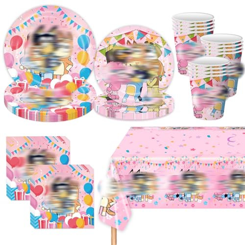 Decorazioni per feste di compleanno, 81 pezzi, set da tavola per feste include piatti, bicchieri, tovaglioli e tovaglia, forniture di compleanno per 20 persone, decorazioni di compleanno per ragazze e