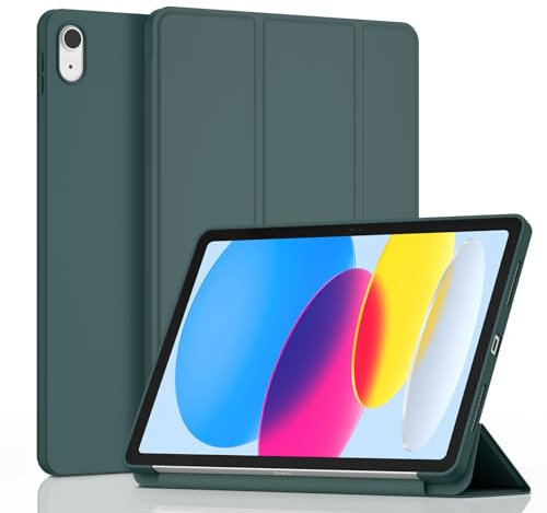 Wanme Coque pour iPad 10ème Génération 10,9 Pouces 2022, Housse Étui avec Veille/Réveil Automatique pour iPad 10, Vert