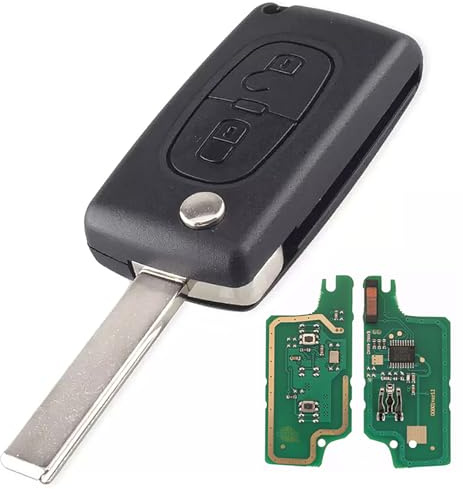 LAKAMODO Clé électronique Vierge à Programmer 2 Boutons Compatible pour Peugeot 207 307 308 SW 407 Partner pour Citroen C2 C3 C4 C5 CE0536 ID46 (CE0536 - Lame HU83)