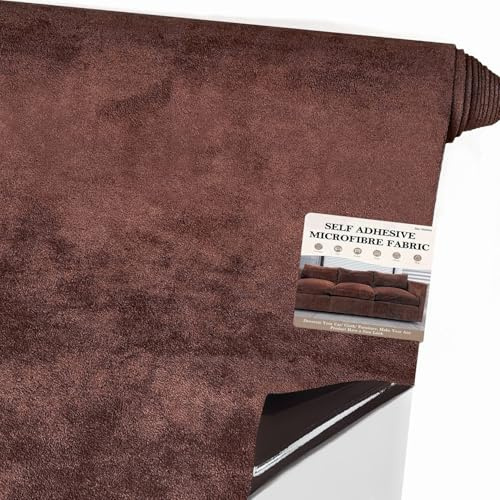 Mikrofaserstoff Selbstklebend für Cockpit,Wildleder Optik Kunstleder,Kunstleder Wildleder Optik Stretch Dehnbar Stoff Velours (Kaffeebraun, 150 * 40cm)