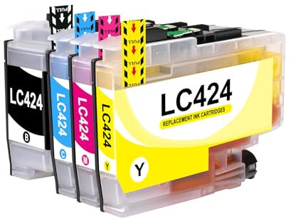 ONLYU LC424 LC 424 LC-424 Patronen Multipack Kompatible für Brother LC424 Druckerpatronen für Brother DCP-J1200W DCP-J1200WE (1 Schwarz, 1 Cyan, 1 Magenta, 1 Gelb, 4 Pack)