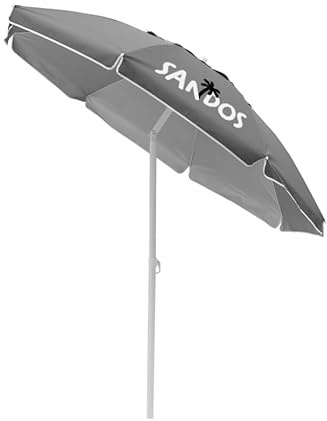 ZOLTA Sonnenschirm Höhe 190cm höhenverstellbar klappbar neigbar Outdoor Schirm mit Tragetasche UV Schutz wasserabweisend Garten Balkon Camping Strandschirm mit Knickfunktion Metallgestell Grau
