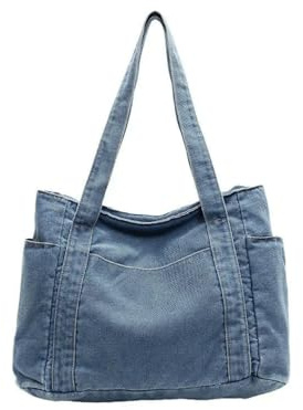 XYNM Handtasche Frauen Denim-umhängetaschen Designerin Großer Kapazität Luxus Crossbody Casual Jeans Mehrfachpocket-Handtasche-himmelblau