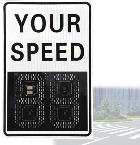 Panneau De Signalisation De Limitation De Vitesse à Radar Solaire, DéTection à 300 M, Panneau D'Avertissement Routier, Limitation De Vitesse RéGlable, Pour La SéCurité RoutièRe Utilitypower-50*70cm