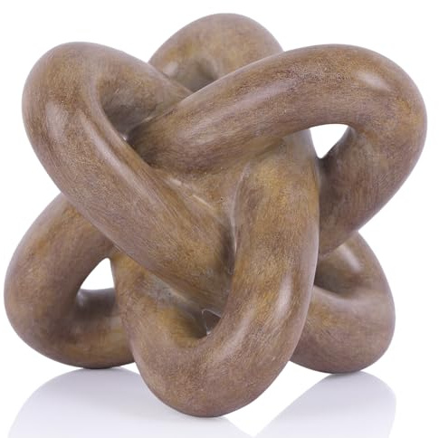 DOVDOV Holz-Tönte Knoten-Skulptur, Dreifach-Knoten-Statue, Holz-Tönte Wohnraum-Dekor, Ideal für die Betonung Rustikaler Stil-Café-Tische, Wohnzimmer-Fernsehständer, Esstische und