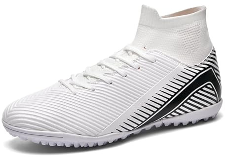 Purfitall Mens Astro Turf Football Boots Women Youth High Top Soccer Shoes Indoor Athletic Ankle Shoes Spikes Indoor Soccer Cleats