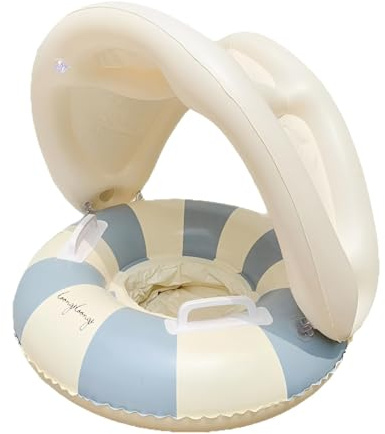 Baby Pool Float with Canopy, Infant Swimming Float with Removable Sunshade, Safety Seat for Water Activities, Suitable for Ages 3-48 Months, Portable Design for Outdoor and Indoor Use