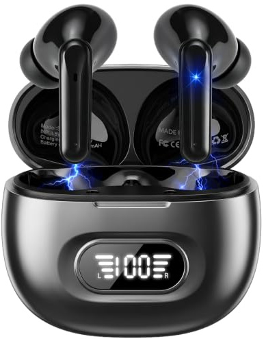 Bluetooth Kopfhörer, In Ear Kopfhörer Kabellos Bluetooth 5.3 mit 4 ENC Noise Cancelling Mic, 72H Spielzeit Kabellose Kopfhörer Tiefer Bass Wireless Earbuds, IP7 Wasserdicht Ohrhörer LED Anzeige