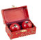 lachineuse - Coffret Boules Qi Gong Yin Yang - Boules Chinoises Anti Stress en Émail ⌀ 45 mm - Boules de Santé - Coffret Cadeau Relaxation Zen - Objet Asiatique Japon Chine Feng Shui - Coloris Rouge