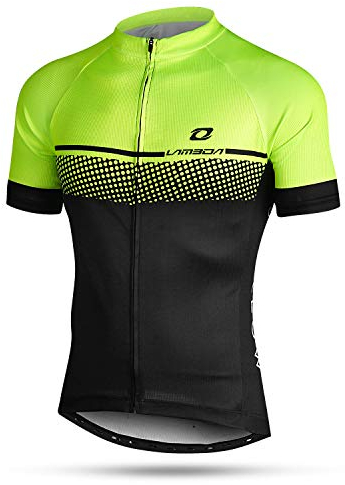 LAMEDA Kurzarm Radtrikot Herren T-Shirt Jersey Funktionsshirt Elastische Atmungsaktive Schnell Trocknen Stoff Fahrradtrikot für Radsport Outdoor Sport(Schwarz&Grün XXL)