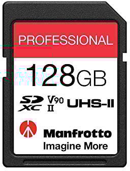 Manfrotto 128GB SD Professional Memory Card, UHS-II, V90, U3 280 MB/s Read, 250MB/s Write, Memory Card for Digital Reflex Cameras and Video Cameras Images