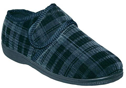 footloose.shoes Diabetic Orthopedic Men's Easy Close Wide-Fitting Touch Close Bar-strap Shoe Slippers Sizes 6-14 (Navy Derek, UK Footwear Size System, Adult, Men, Numeric, Wide, 10)