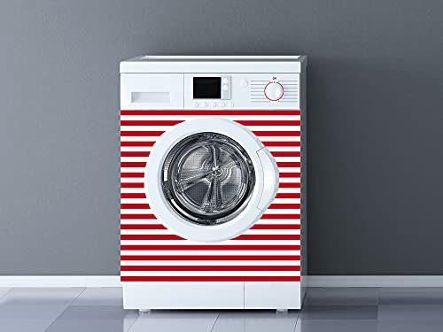 Oedim Vinilo Lavadora Rayas Color Rojo, vinilo decorativo para lavadora, decoración para cocinas, pegativa lavadora