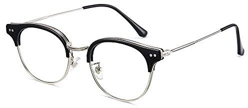 Cyxus Blaulichtfilter Brille Ohne Stärke Damen Herren Halbrandbrille Computer Schutzbrille Bildschirmbrille Gaming Brille (Schwarz Silber)