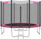SONGMICS Trampolin Ø 366 cm, Gartentrampolin für Kinder mit Sicherheitsnetz, Randabdeckung, Leiter, 180 cm hohe gerade Stangen, Stahlrahmen, pink STR121P01