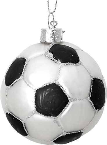 SIKORA Fußball besondere Weihnachtskugel Glas Christbaumschmuck Deko Figur Weihnachten Anhänger Ornament - Trend Line - BS520