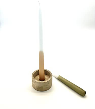 Kerzenhalter rund | Beton inkl. 2 Dip Dye Kerzen