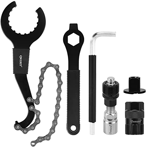 Oumers 6 Pezzi Set di Attrezzi per la Riparazione di Biciclette, Strumento di rimozione della cassetta della bici Include dispositivo di rimozione dell'anello di bloccaggio Estrattore della manovella